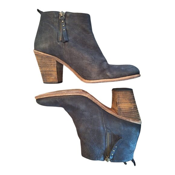 Anthropologie Hoss Intropia Double Zip Suede Heeled Ankle Boots Black 38 Spain 8 - Picture 3 of 12